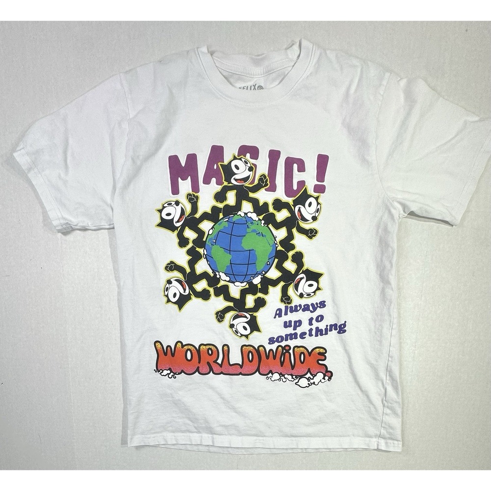 Felix the Cat Magic Worldwide Graphic T-Shirt Men's Medium White Cartoon